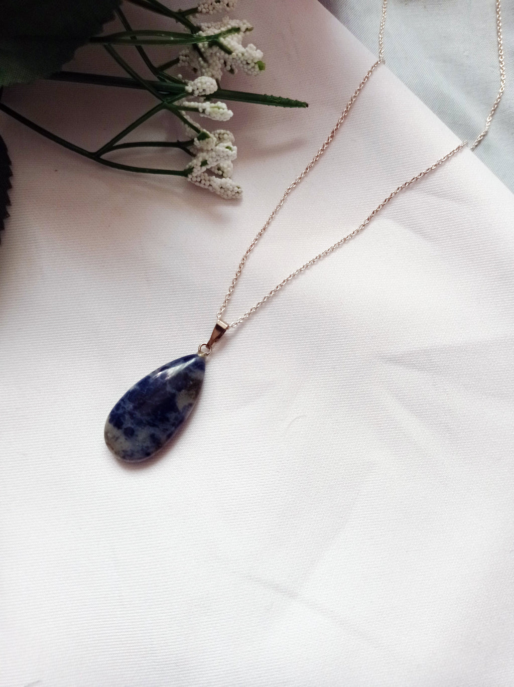 Sodalite Sterling Silver Necklace, Sodalite Pendant Necklace, Gemstone Necklace | by nlanlaVictory
