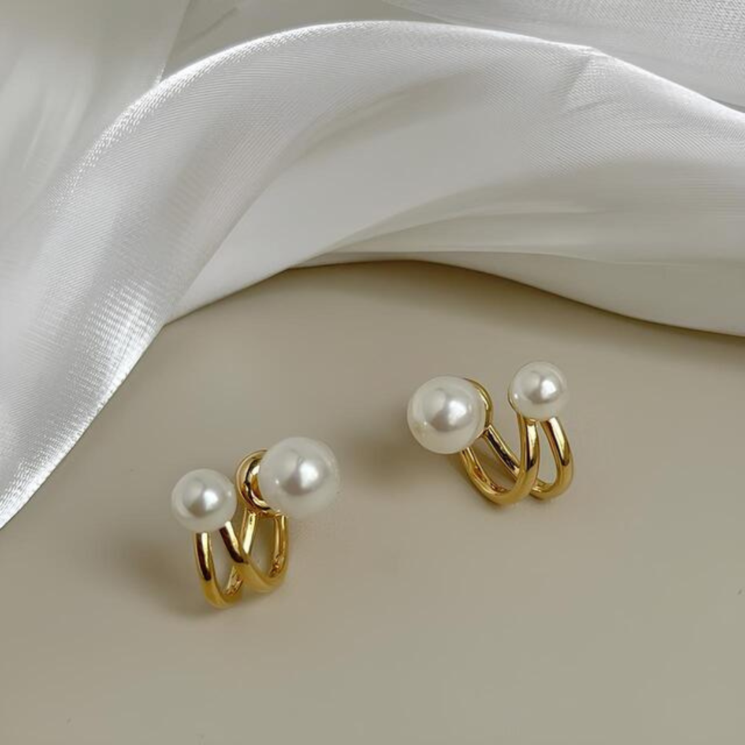 Double Pearl Stud Earring-2