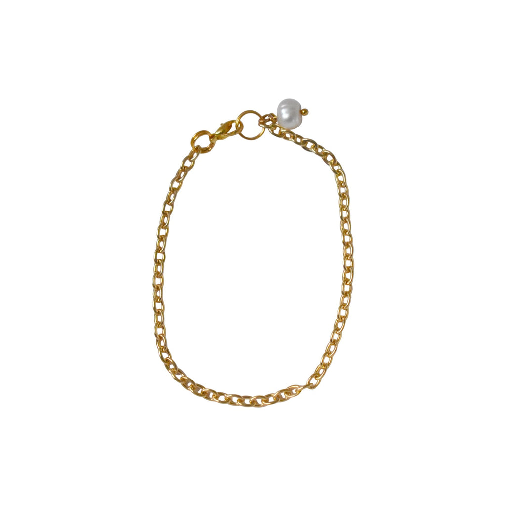 Pearl adjustable bracelet or anklet on gold plated chain | by Ifemi Jewels