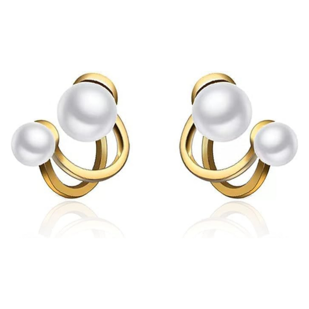 Double Pearl Stud Earring-0