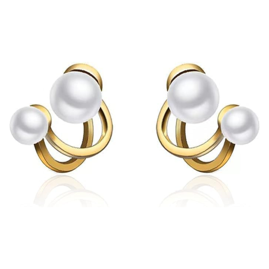 Double Pearl Stud Earring-0