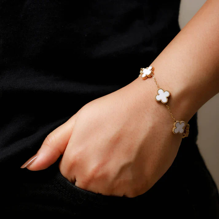 White Four Leaf Clover Bracelet | Lucky Charm Jewelry-1