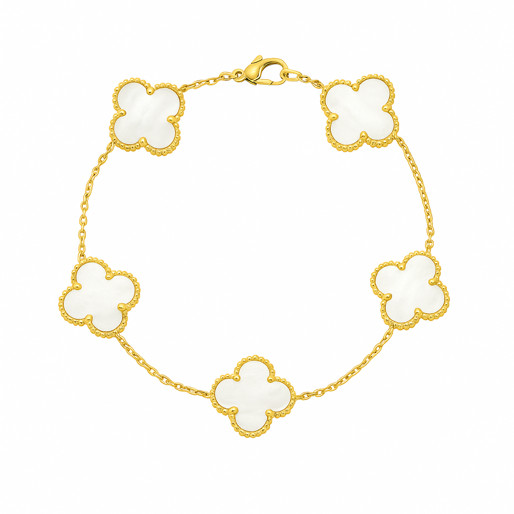 White Four Leaf Clover Bracelet | Lucky Charm Jewelry-0